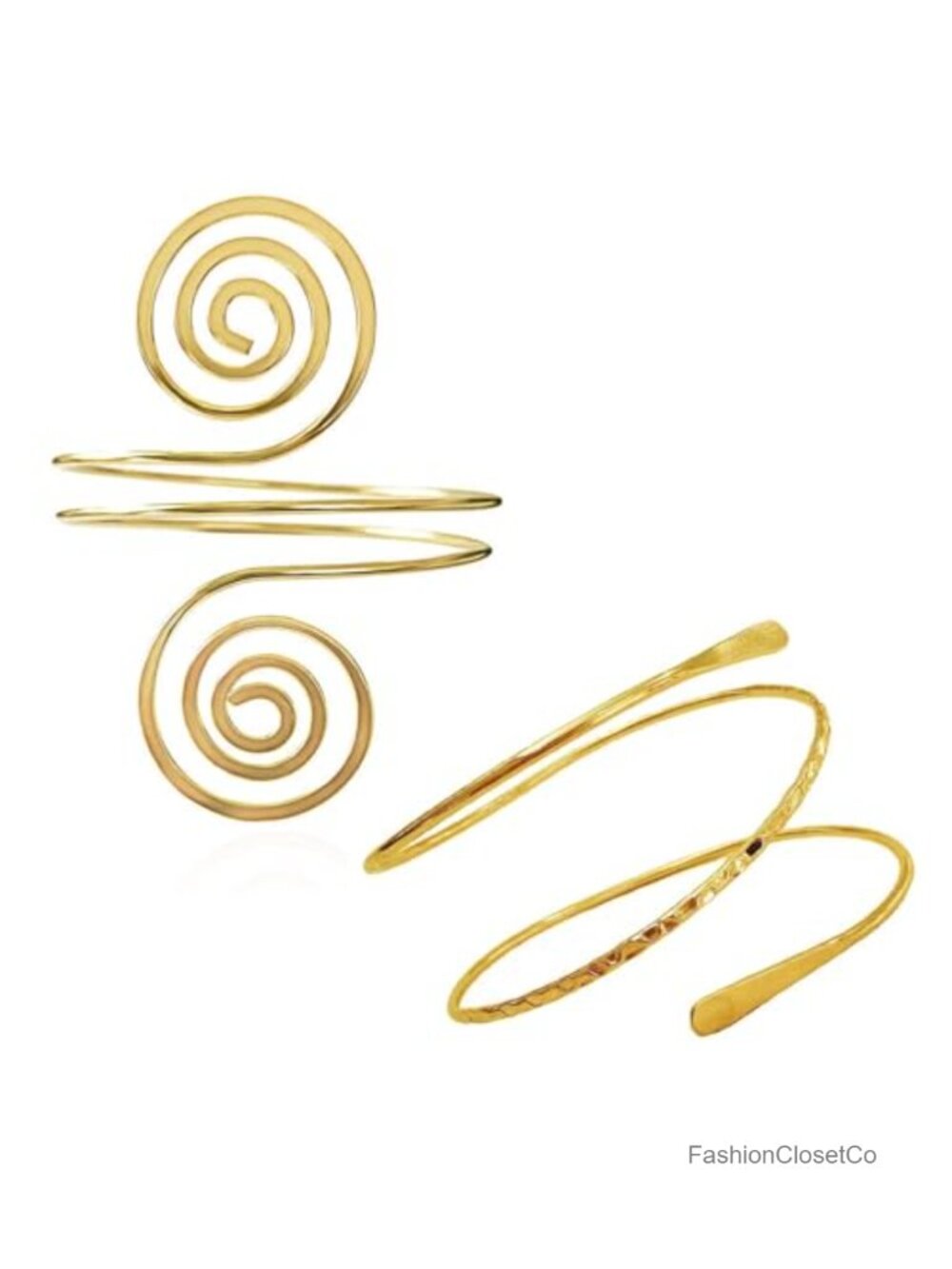 Minimalist Upper Arm Cuff Bracelet Coil Bangle Gold Statement Jewelry